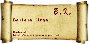 Bablena Kinga névjegykártya